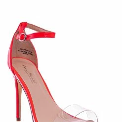 Anne Michelle New Exception10 Lucite Neon Stiletto Sandal - Women Clear High Heel Pointed Toe Shoe