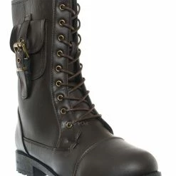 Forever Link New Mountain84 Combat Boots W Side Pocket - Men Women Lace Up Shoes