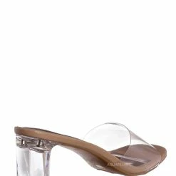 Bamboo Lucent01 Block Heel Glass Slipper, Clear Vinyl Dress Sandal