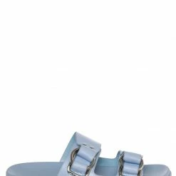 Soda New Rather Flexible Footbed Slide, Double Buckle Slipper Sandal