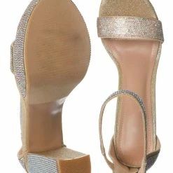 Delicacy New Yula32 Rhinestone Block Heel Sandal - Womens Glitter Cocktail Shoes