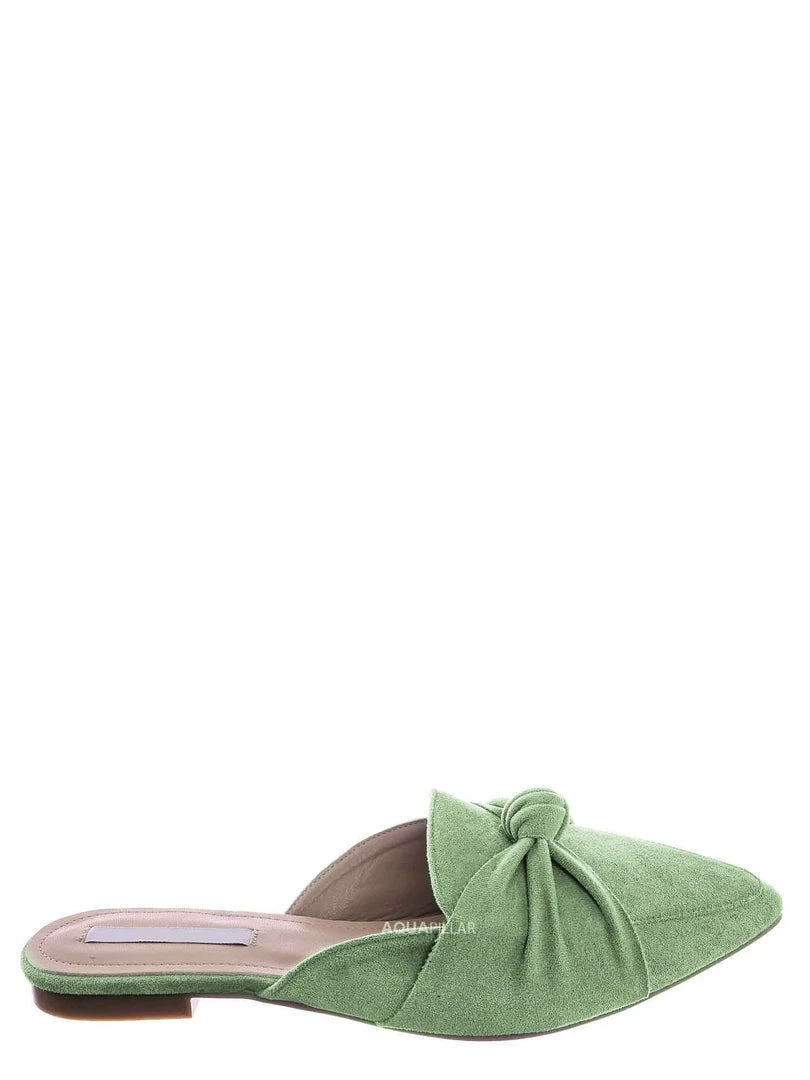 Forever Link Mules11 Knotted Pointed Toe Slides - Women's Slide In Close Toe Slipper New