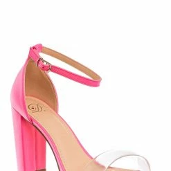 Delicious Share Block Heel Lucite Sandal - Women Chunky Open Toe W Transparent Strap