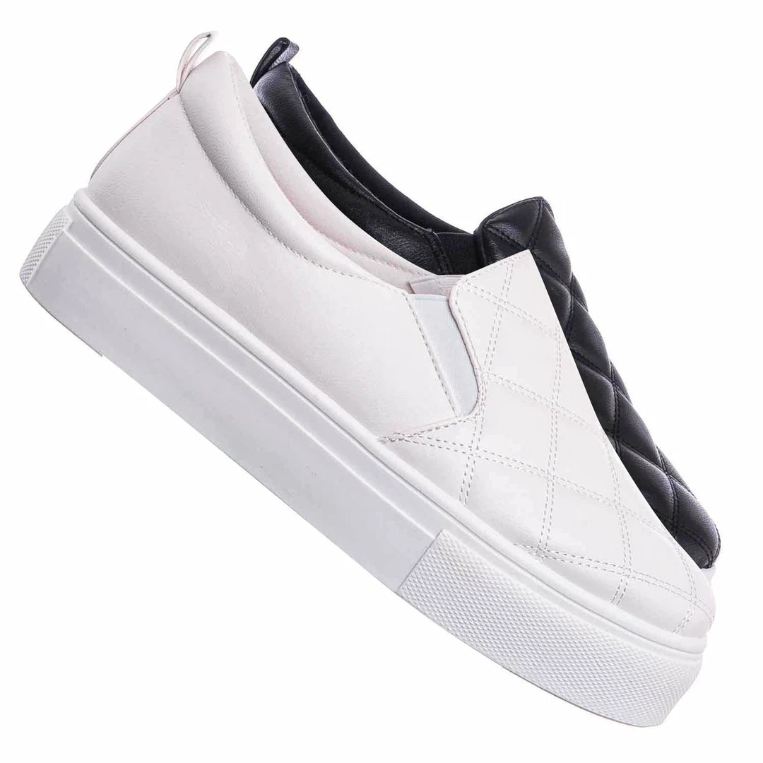 Bamboo New Story02 Flatform Quilted Sneaker -Women Matelassé Slip On Sporty Platform Loafer