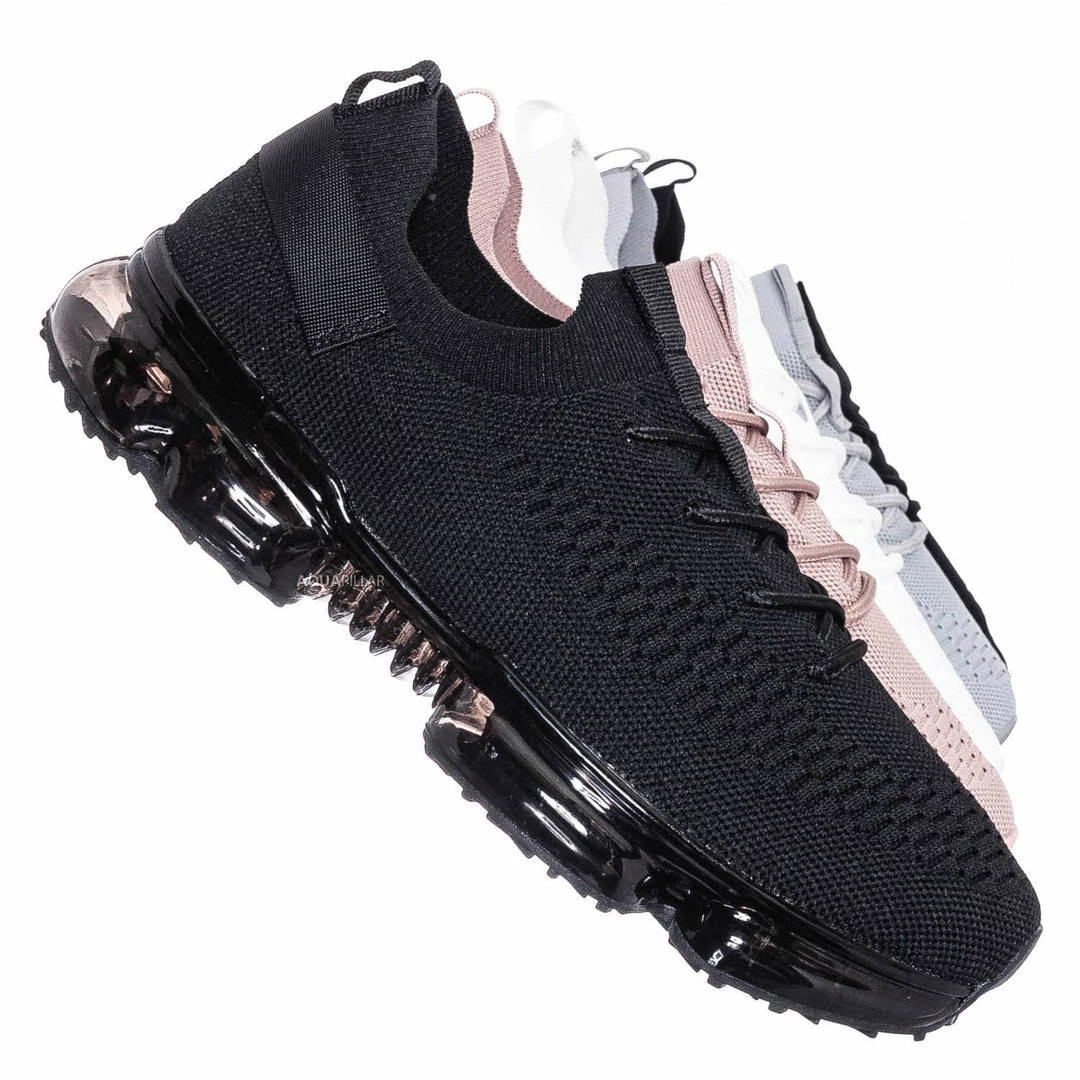 Forever Link Flow19 Stretch Elastic Mesh Sneaker - Festival Lace Up Rubber Air Bubble Cushion