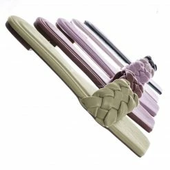 Bamboo Block19 Woven Braided Band Slipper - Womens Open Squared Toe Slip On Flat Sandal