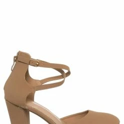 Top Moda Gallery1 Block Heel Criss Cross Pump - Women Ankle Strap Shoes New