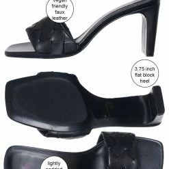 Delicious Venture Block Heel Woven Mule Sandal - Women Braided Quilted Slip On Slippers New