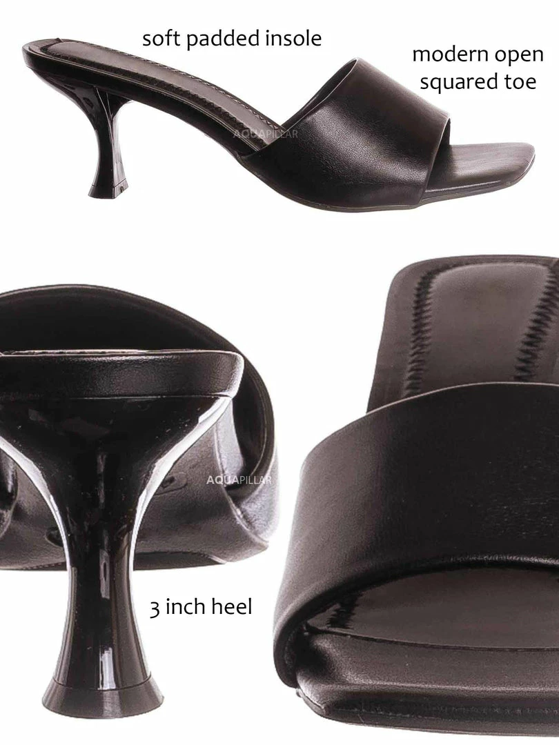 Anne Michelle Align03 Square Toe Slide In Mule - Women High Heel Slipper Cow Vinyl New