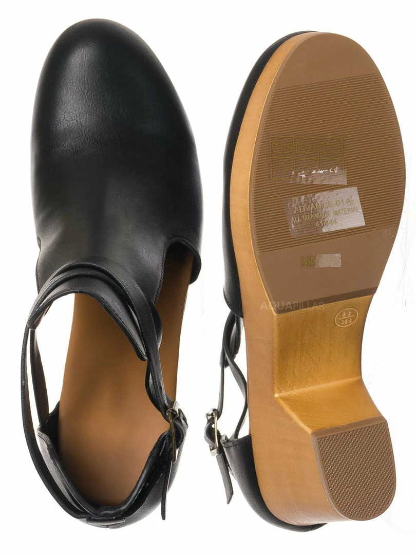 Bamboo Advance01 Belted Side Cut-Out Bootie Clog, Women Lightweight Wooden Shoes