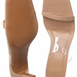 Anne Michelle New Zeal03 Clear Lucite High Heel Mule, Women Transparent Sandal