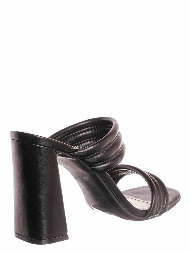 Bamboo Goalie01 Block Heel Puffy Slide Sandal - Women Quilted Dress Shoes New