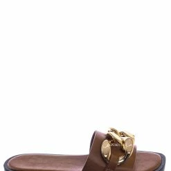 Bamboo New SideKick11 Padded Flatform Slpper W Oversize Chain - Womens Molded Footbed Slide