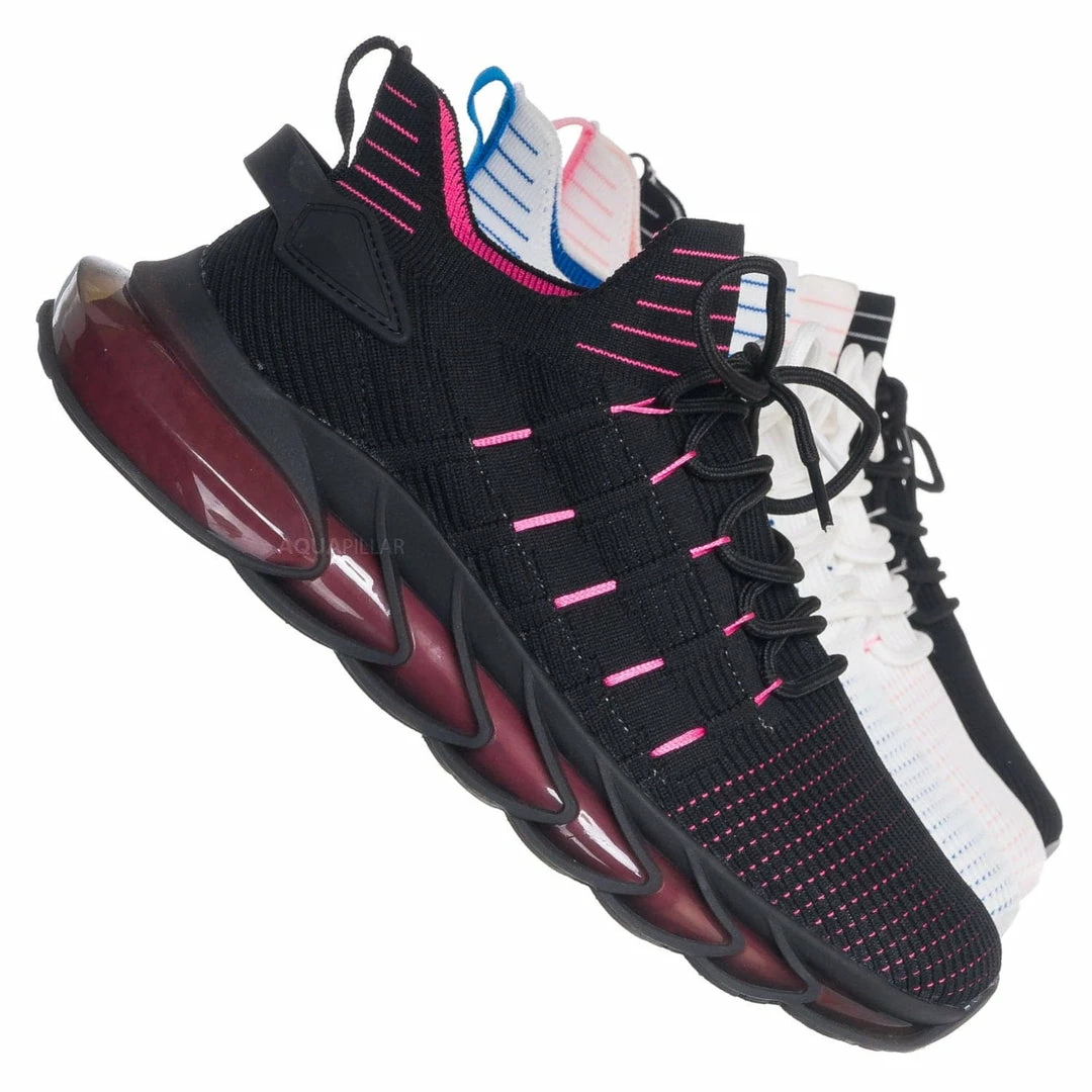 La Shailah Format11 Elastic Knitt Mesh Rubber Sneaker, Athleisure Tennis Trainer Shoes