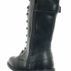 Forever Link Mango27K Childrens Lace Up Combat Boots - Boy Girls Calf High Lace Up Shoe