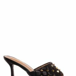 Forever Link Square07 Quilted High Heel Metal Stud Mule, Women Sandal New