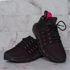 La Shailah Format11 Elastic Knitt Mesh Rubber Sneaker, Athleisure Tennis Trainer Shoes