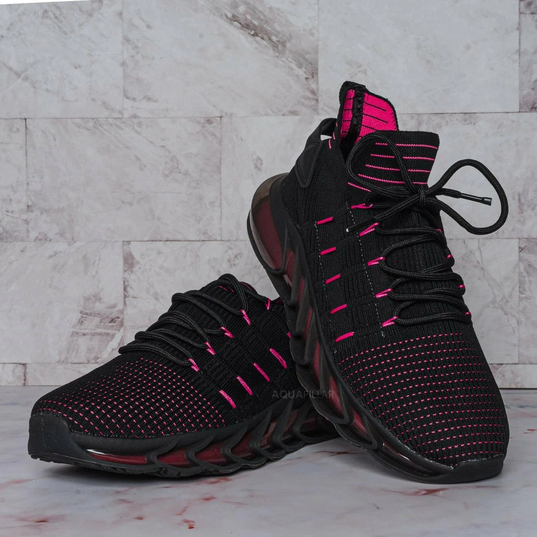 La Shailah Format11 Elastic Knitt Mesh Rubber Sneaker, Athleisure Tennis Trainer Shoes