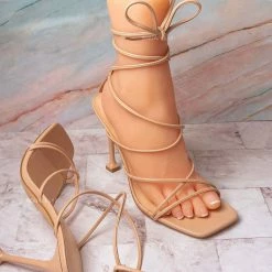 X2B Kimm1 High Heel Leg Wrap Lace Up Sandal, Womens Dress Shoes New