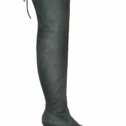 Forever Link New Life30 Thigh High Block Heel Boots - Women Rear Tie Shoe