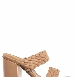 Bamboo New Milestone13 Thin Woven Block Heel Slide - Women Slipper Shoes
