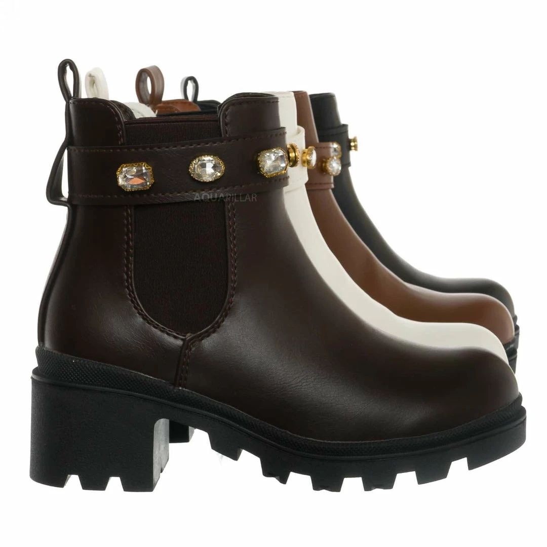 Forever Link Pacific08K Children's Rhinestone Jewel Chelsea Boots - Girl Ankle Bootie