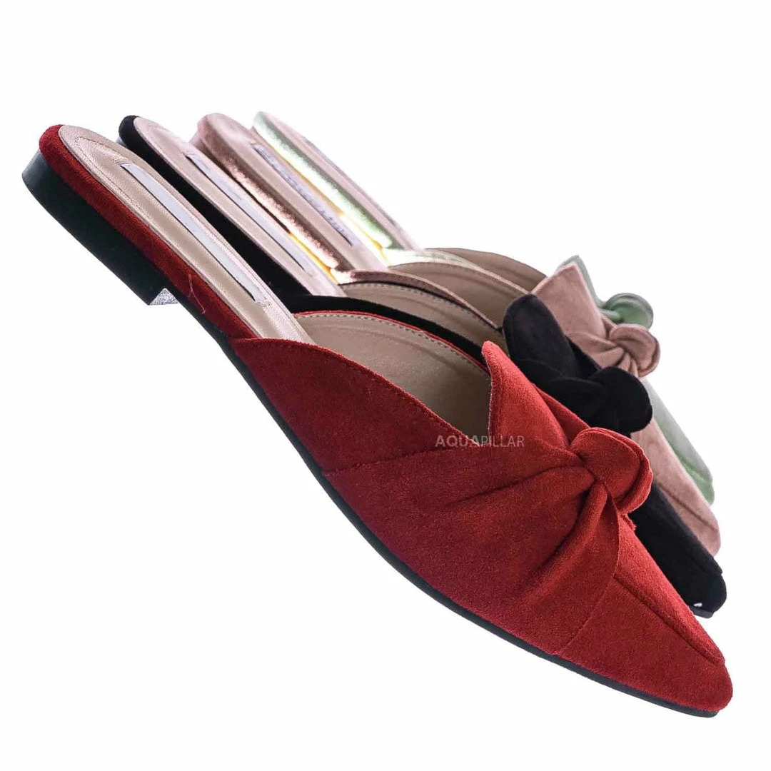 Forever Link Mules11 Knotted Pointed Toe Slides - Women's Slide In Close Toe Slipper New