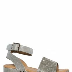 Forever Link New Luxury96K Kids Rhinestone Glitter Flatform Sandal - Little Girl Crystal Platform