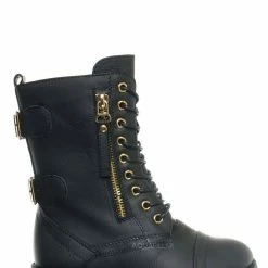 Forever Link Mountain81K Childrens Zip Up Combat Boots - Boy Girl Calf High Shoes