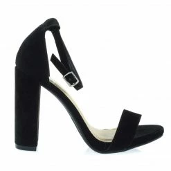 Delicious ShinerD Block Heel Ankle Strap Sandal 4 Inch High, Women Thin Strappy Formal Open Toe Minimalist Chunky Dress Shoes New