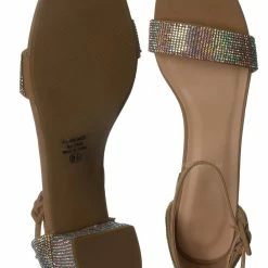 Delicious Crete Rhinestone Block Heel Sandal - Women Dance Shoes New