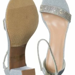 Top Moda Gallery45 Rhinestone Crystal Block Heel Sandal - Women Dance Shoes New