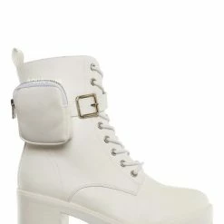 Forever Link New Pacific33 Utilitarian Combat Boots W Pouch - Lace Up Heel Bootie