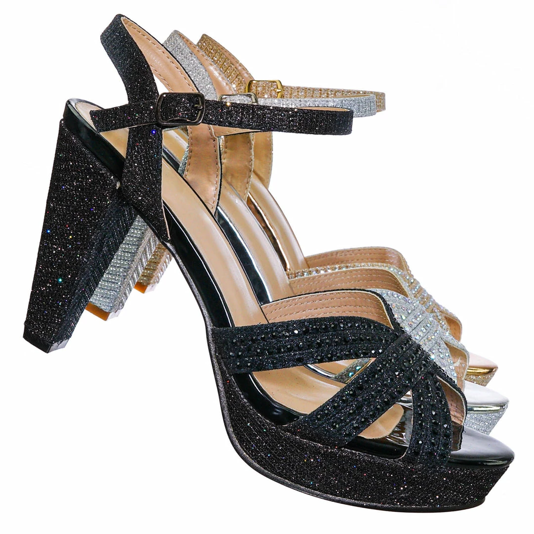 Forever Link System82 Rhinestone Crystal Open Toe Sandal - Women Ankle Strap