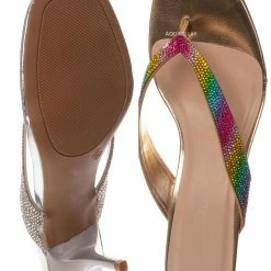 Anne Michelle Reform16 Rhinestone High Heel Slide, Women Crystal Dress Sandal New