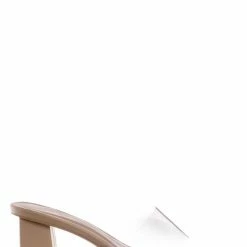 Bamboo Lasting06 Clear Lucite High Heel Mule - Transparent Chunky Heel "Glass" Slippers