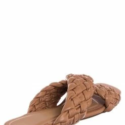 Bamboo Kick61 Thick Braided Woven Slides - Womens Open Squared Toe Slip On Mule Slipper New