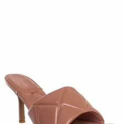 Bamboo New Zeal07 Puffy Quilted Slide-In Mule, Women High Heel Sandal