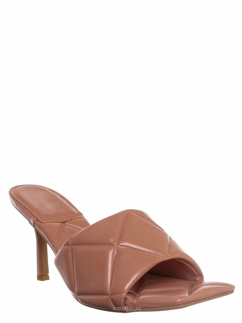 Bamboo New Zeal07 Puffy Quilted Slide-In Mule, Women High Heel Sandal