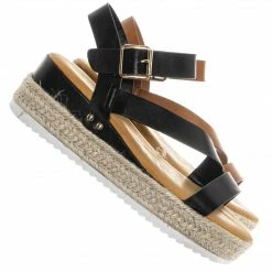 Bamboo Leading03 Gladiator Strappy Espadrille Flatform - Platform Wedge Open Toe Sandal