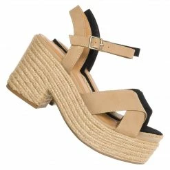 Soda Beauty Espadrille Jute Rope Platform Clog, Womens Ankle Strap Sandal New