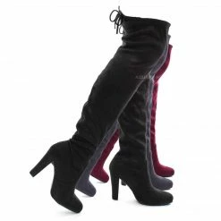 Forever Link Dasiah1 Over The Knee Block Heel Boots - Top Lace Tie Slouchy Thigh High Shoes New