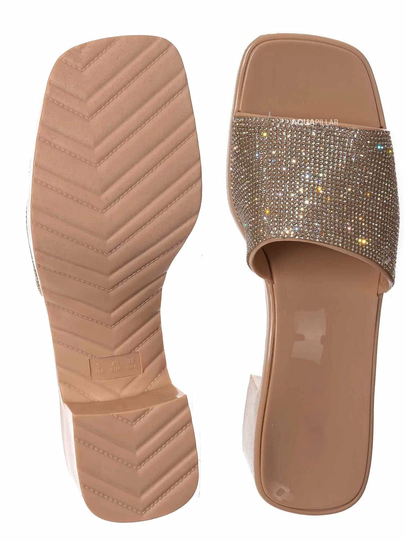 Forever Link List16 Womens Rhinestone Crystal Jelly Block Heel Mule Slide New