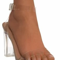 Forever Link Veronica28 Clear Glass High Heel Sandal, Womens Lucite Shoes