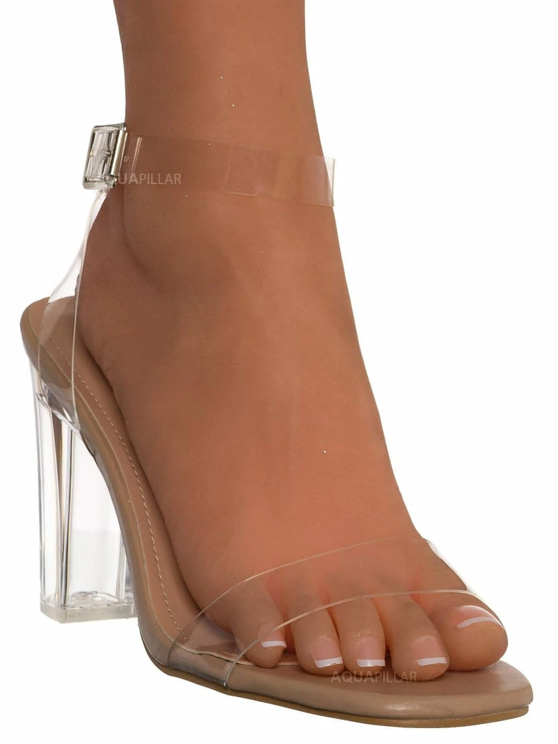 Forever Link Veronica28 Clear Glass High Heel Sandal, Womens Lucite Shoes