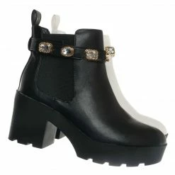 Bamboo Vista14 Rhinestone Block Heel Chelsea Boots - Womens Ankle Bootie