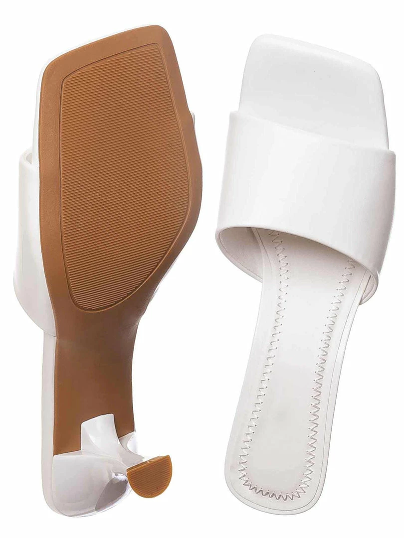 Anne Michelle Align03 Square Toe Slide In Mule - Women High Heel Slipper Cow Vinyl New