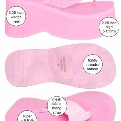 Wild Diva Heat01 EVA Foam Platform Wedge Thong Sandal, Women Summer Slipper