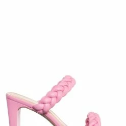 Soda Found Braided 3.5 Inch Block Heel Sandal - Women Thin Slide In Dress Mule