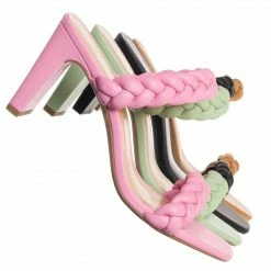 Soda Found Braided 3.5 Inch Block Heel Sandal - Women Thin Slide In Dress Mule